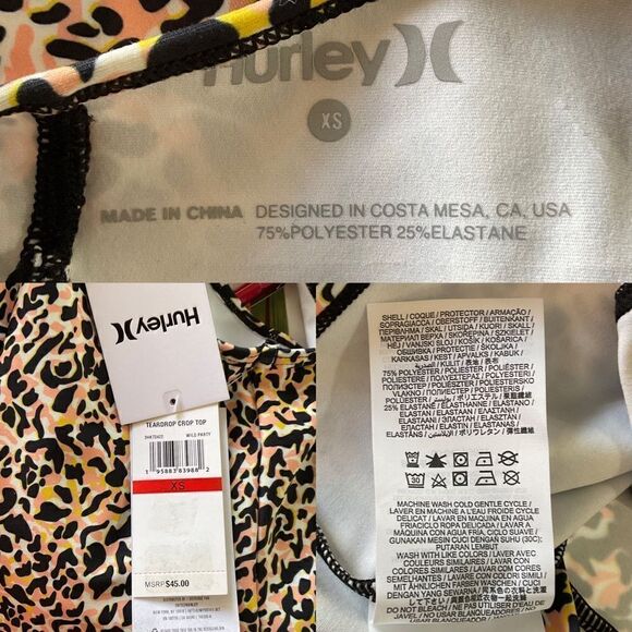 Hurley Wild Party Animal Print Teardrop Sleeveless Crop Top XS NWT - Picture 5 of 6